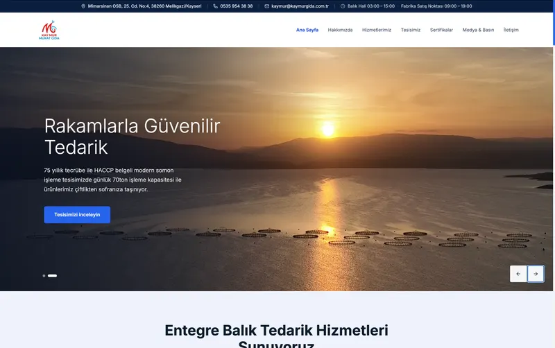 Corporate site for an integrated seafood supply company